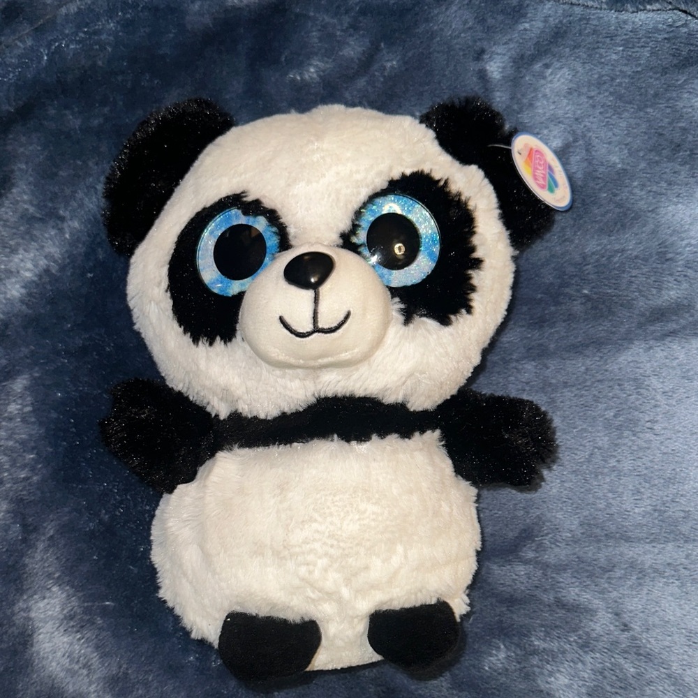 Plush Panda Toy big blue glitter eyes